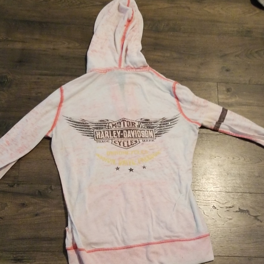 Harley-Davidson White and Pink Hoodie